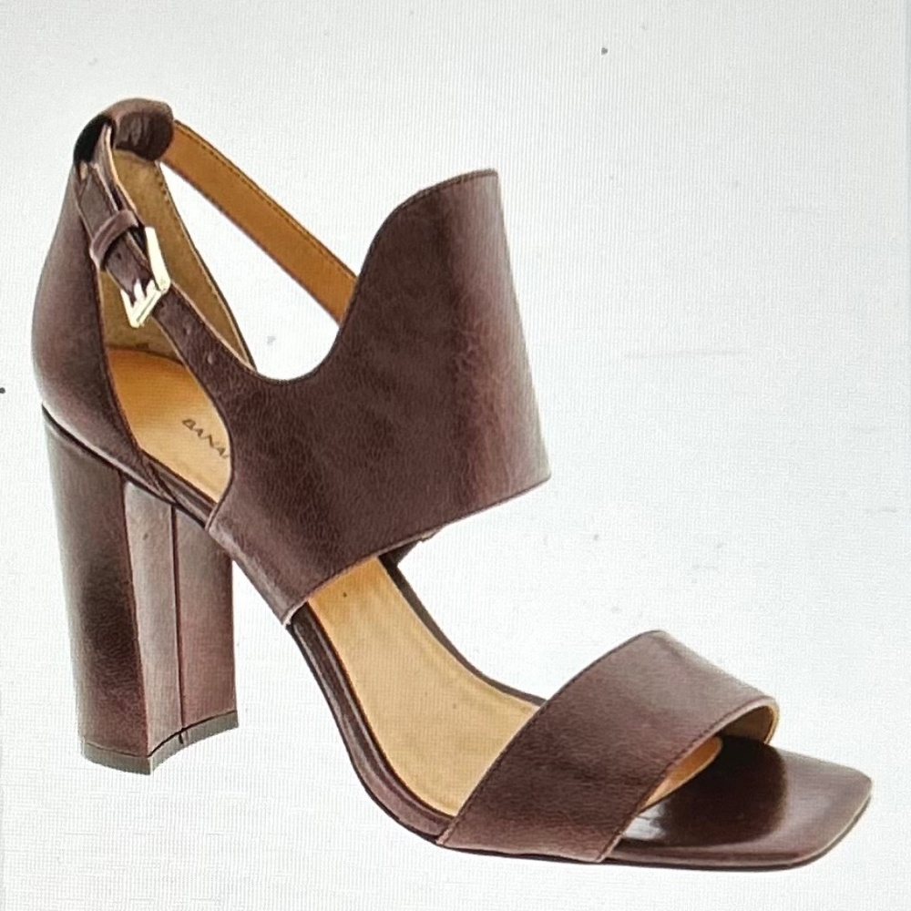 Banana Republic Blyss Aubergine, Leather, Block Heel Sandal, Size 6M
